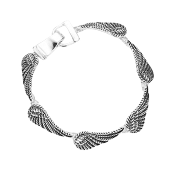 Angel Wing Antique Silver Magnetic Bracelet - Picture 1 of 4